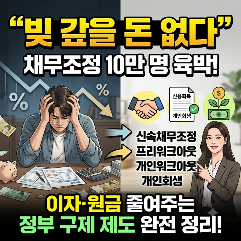 "빚 갚을 돈이 없어요" 채무조정 10만 명 육박… 내가 이용할 수 있는 정부 구제 제도는?