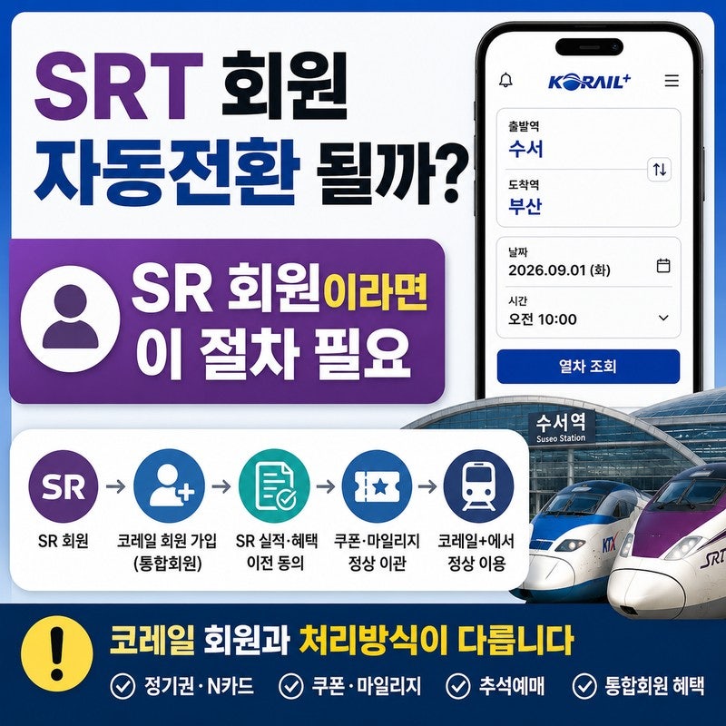 SRT 회원 통합전환 안 하면 어떻게 될까｜코레일 회원과 다른 점