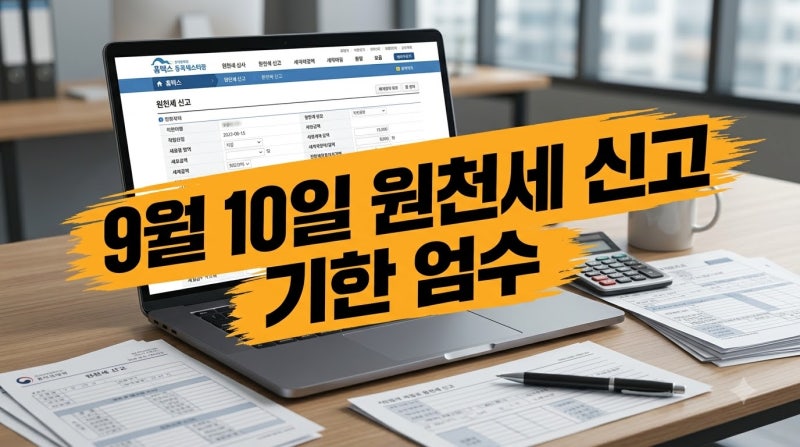 2026년 9월 10일 원천세 신고·납부 기한: 8월 귀속분 인건비 홈택스 전자신고 및 학자금상환(ICL....