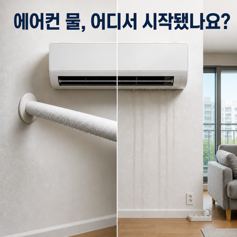 에어컨 물떨어짐, 배관 결로일까 실내기 누수일까? 물 나오는 위치부터 보세요