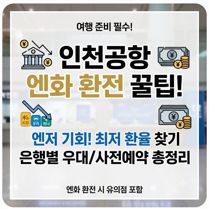 인천공항 환전 총정리, 은행별 환율우대와 사전예약 환전 방법 (feat. 엔화)