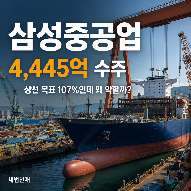 삼성중공업 4,445억 수주, 상선 목표 107%인데 주가는 왜 약할까