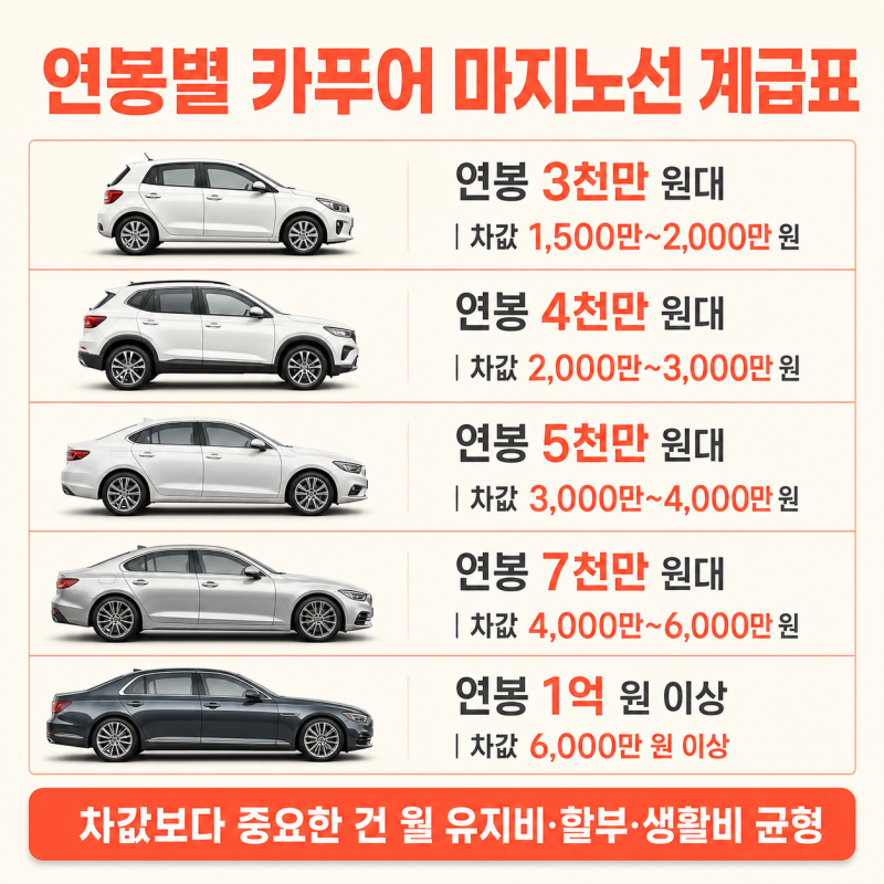 "차값만 보고 카푸어라 하지 마세요" 연봉별 카푸어 마지노선 계급도와 현실 등급 총정리