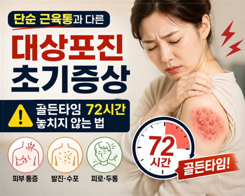 단순 근육통과 다른 대상포진 초기증상, 골든타임 72시간 놓치지 않는 법