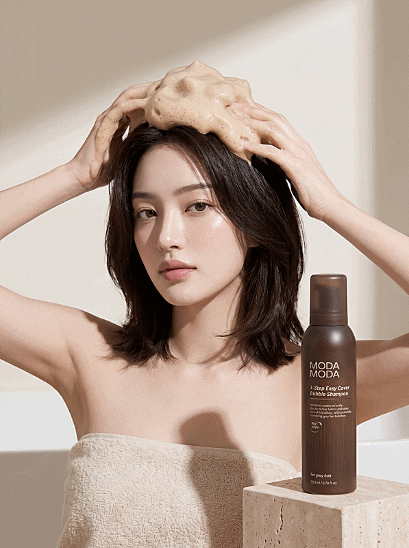 올리브영에서 깐깐하게 비교해보고 5분 거품으로 정착한 모다모다 새치 커버 샴푸