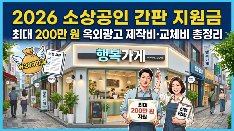 2026 소상공인 간판 지원금 신청 방법: 최대 200만 원 옥외광고 제작비 교체비 총정리