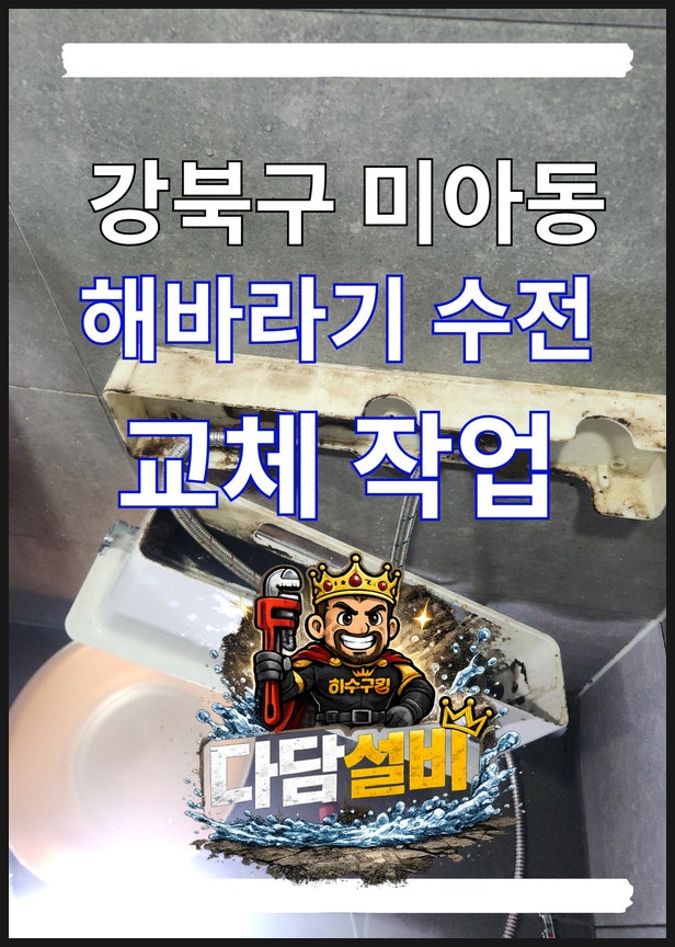 미아동 해바라기 수전 온수배관 누수, 해바라기 수전 교체 작업 - 다담설비 하수구킹
