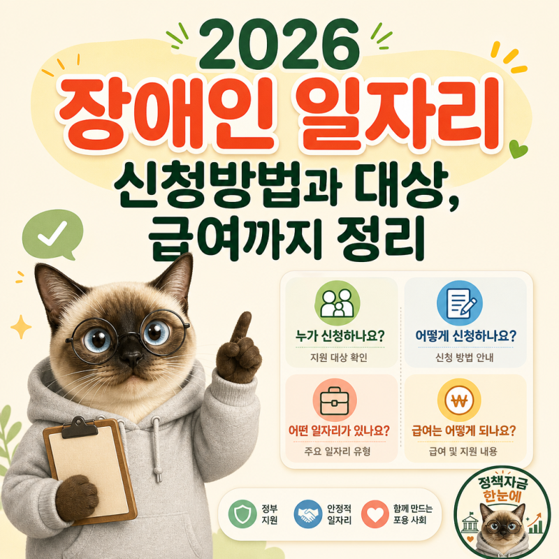 2026 장애인 일자리 신청방법과 대상, 급여까지 정리