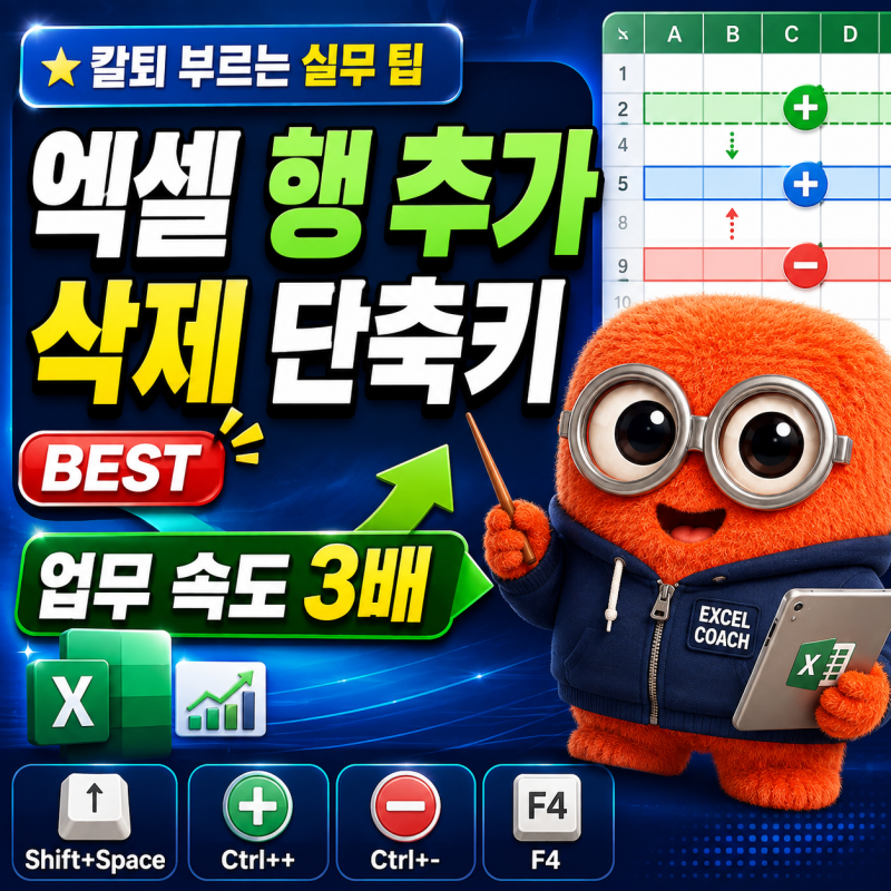엑셀 행 추가 삭제 단축키 모음 BEST & 업무 속도 3배 올리는 꿀팁