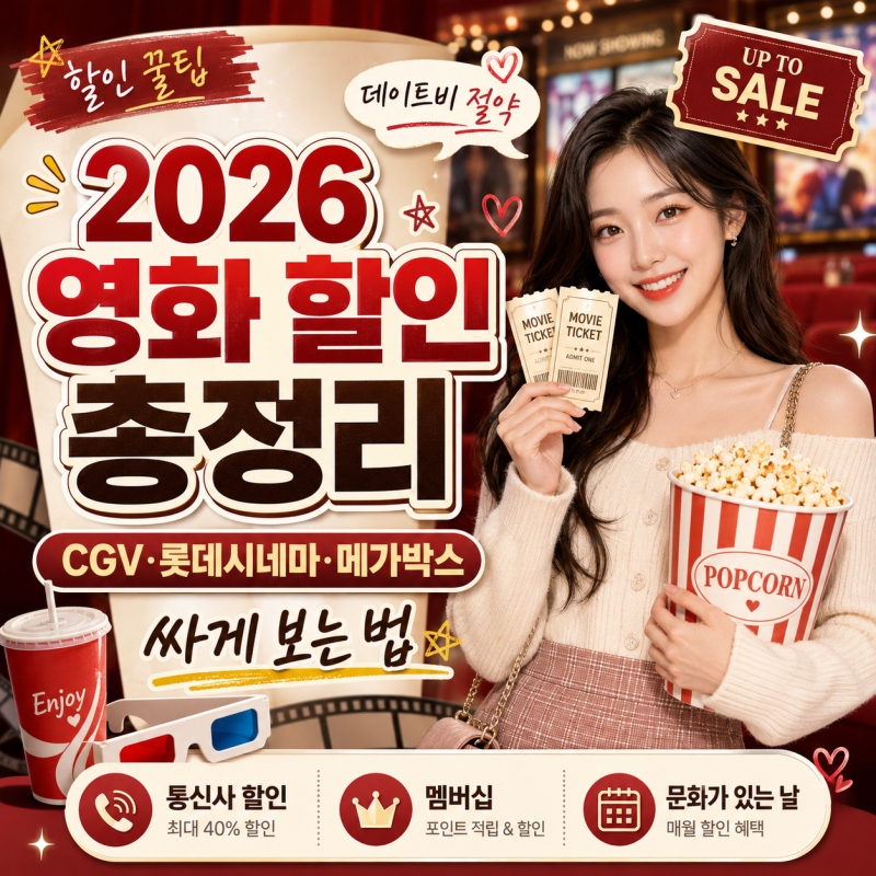 2026 영화 할인 총정리｜CGV·롯데시네마·메가박스 싸게 보는 법