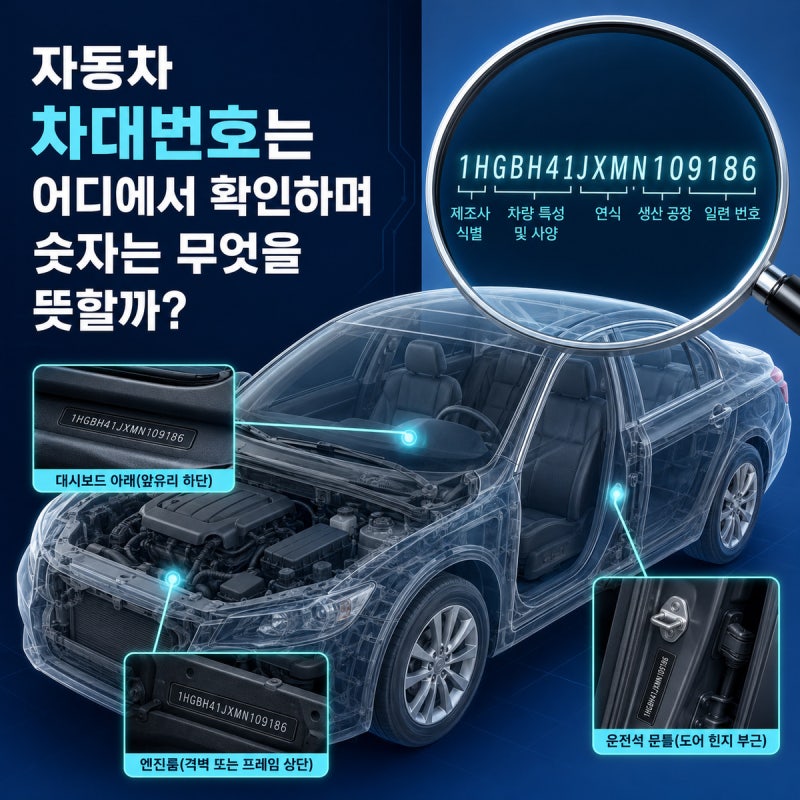 자동차 차대번호는 어디에서 확인하며 숫자는 무엇을 뜻할까?