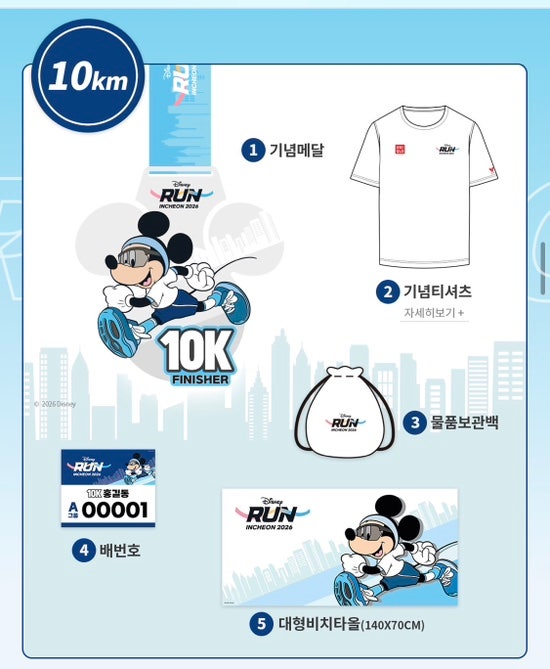 디즈니런 인천 2026 티켓팅 성공! 취소표 추가접수·5K 10K 코스·기념품 총정리