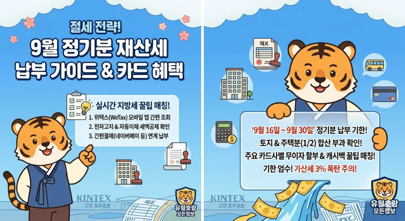"가산세 3% 폭탄 피하기!" 2026년 9월 정기분 재산세 납부 기간 조회 및 카드사별 무이자 혜택 ....