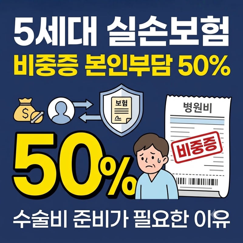 5세대 실손보험 비중증 본인부담 50%｜보장한도 줄어 수술비가 필요한 이유