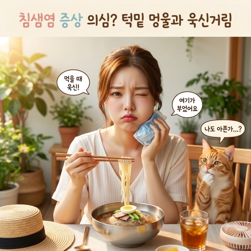 턱 아래 멍울이 만져지고 욱신거릴 때 의심되는 침샘염 증상