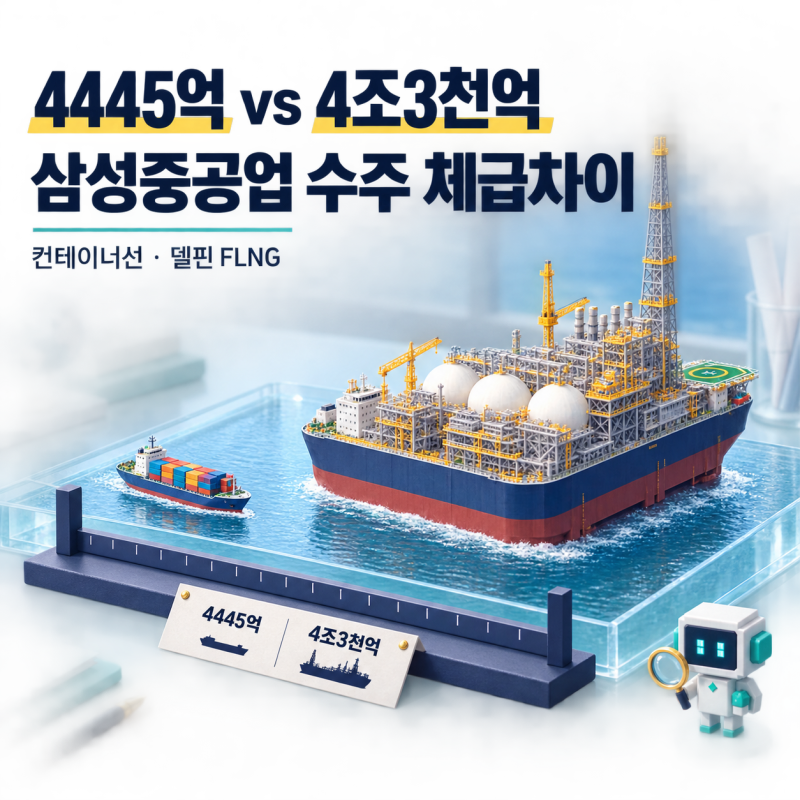 "4445억 vs 4조3천억" 삼성중공업 컨테이너선 수주와 델핀 FLNG 체급차이
