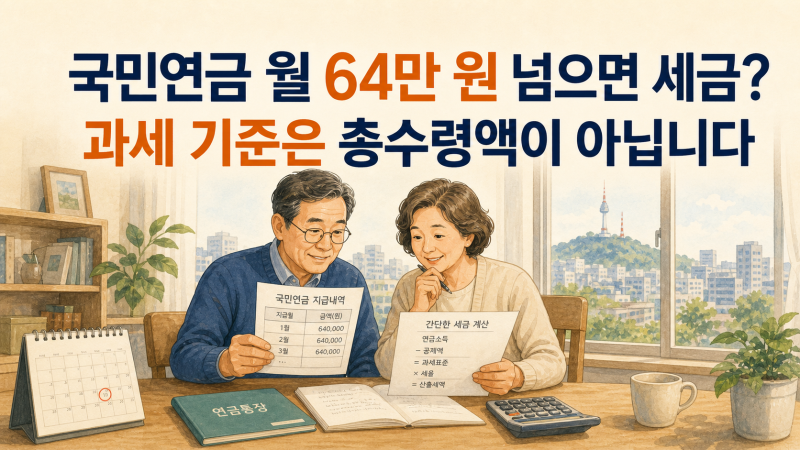 국민연금 월 64만 원 넘으면 세금? 노령연금 과세 기준은 총수령액이 아닙니다