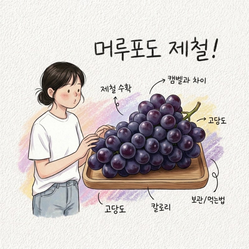 머루포도 제철 수확시기 캠벨 차이 당도 칼로리 즙 고르는법 보관법 먹는법