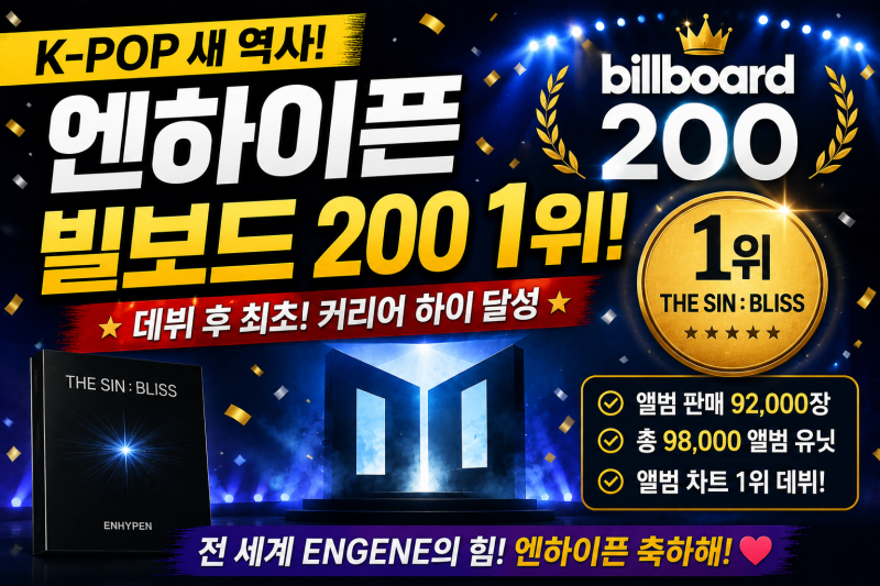 2026 엔하이픈 빌보드 200 1위 총정리｜THE SIN : BLISS로 데뷔 첫 정상…K팝 새 역사
