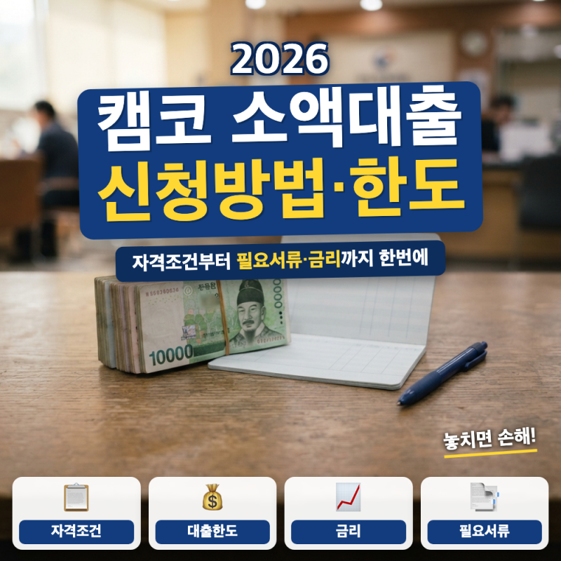 2026 캠코 소액대출 신청 방법은? (+ 한도·금리, 신청자격 필요서류)