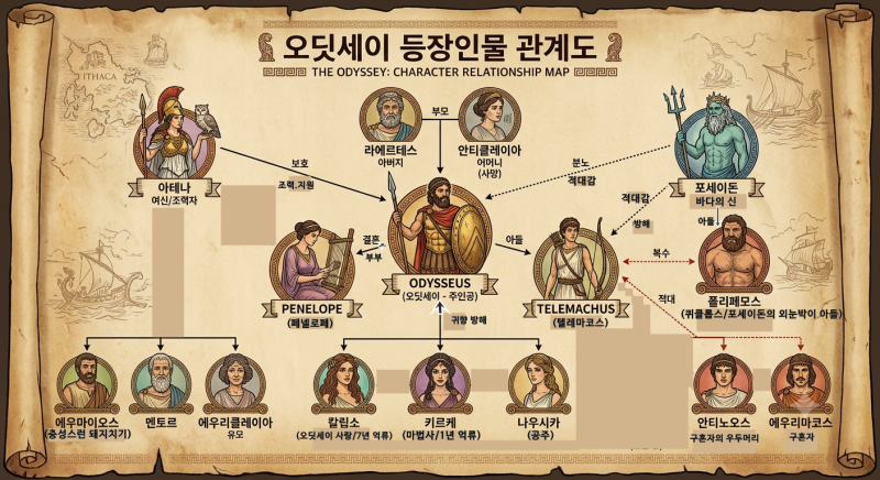 오디세이 등장인물 관계도 설명/영화 오딧세이(헬레네 흑인배우 이름)