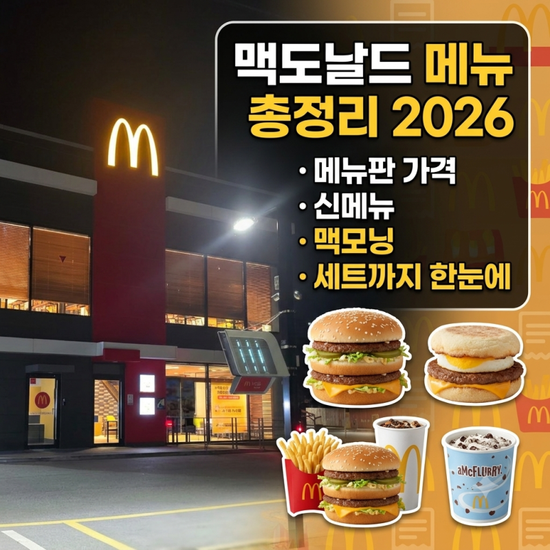 맥도날드 메뉴 총정리 2026｜메뉴판 가격·신메뉴·맥모닝·세트까지 한눈에
