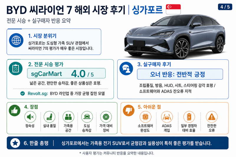 BYD 씨라이언7 해외 5개국 시승후기, 실구매자후기
