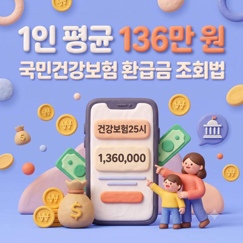 국민건강보험 환급금 | 1인 평균 136만 원 국민건강보험 환급금 조회법과 미성년 자녀 대리 신....