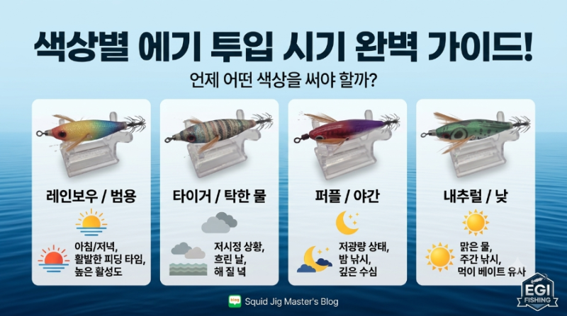 쭈갑낚시 색상별 에기 투입시기 가이드 / 느나에기 미니로 알아보았습니다.