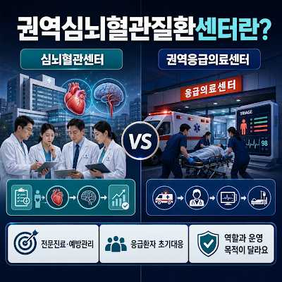 권역심뇌혈관질환센터란?｜권역응급의료센터와 역할 차이