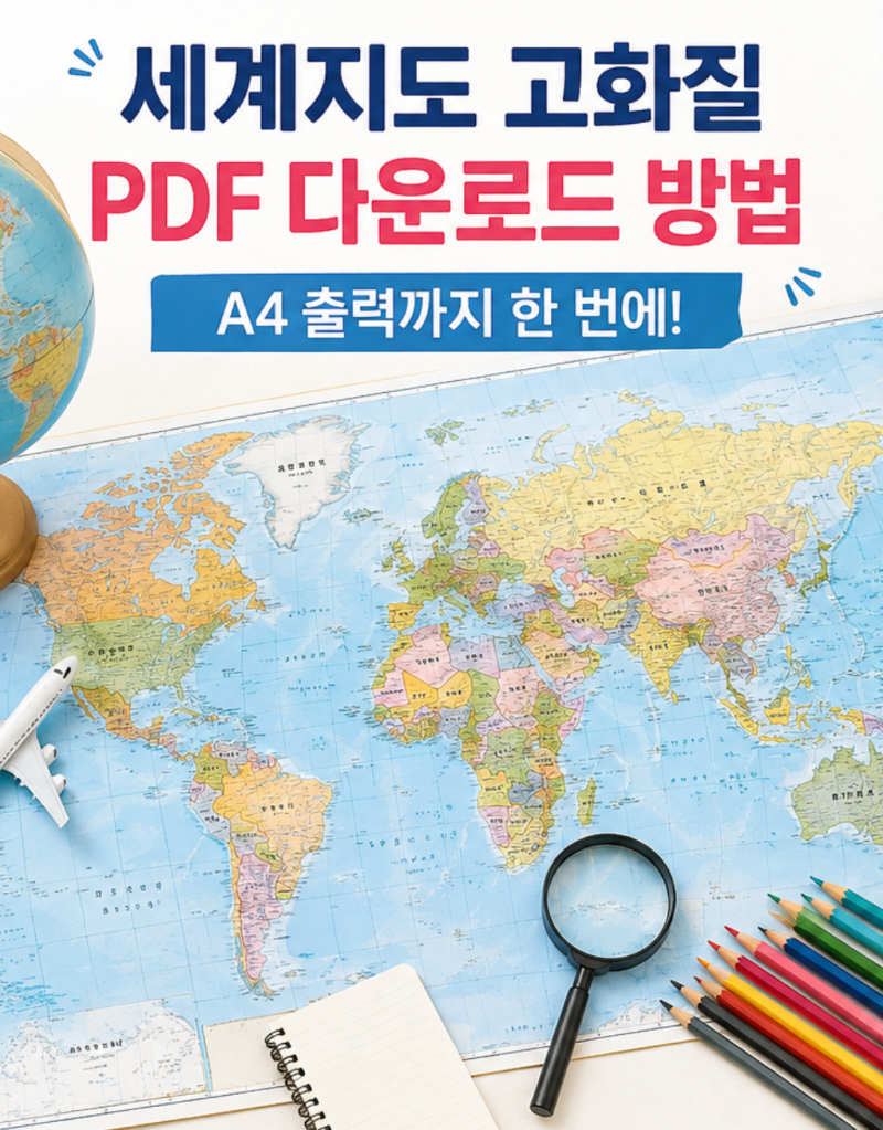 세계지도 고화질 크게보기 PDF 다운로드, A4 출력까지 쉽게 정리