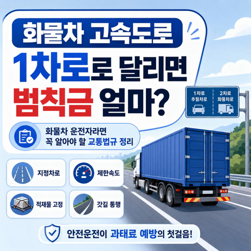 화물차 고속도로 1차로로 달리면 범칙금 얼마? 벌점 포함 화물차 운전자라면 꼭 알아야 할 법....