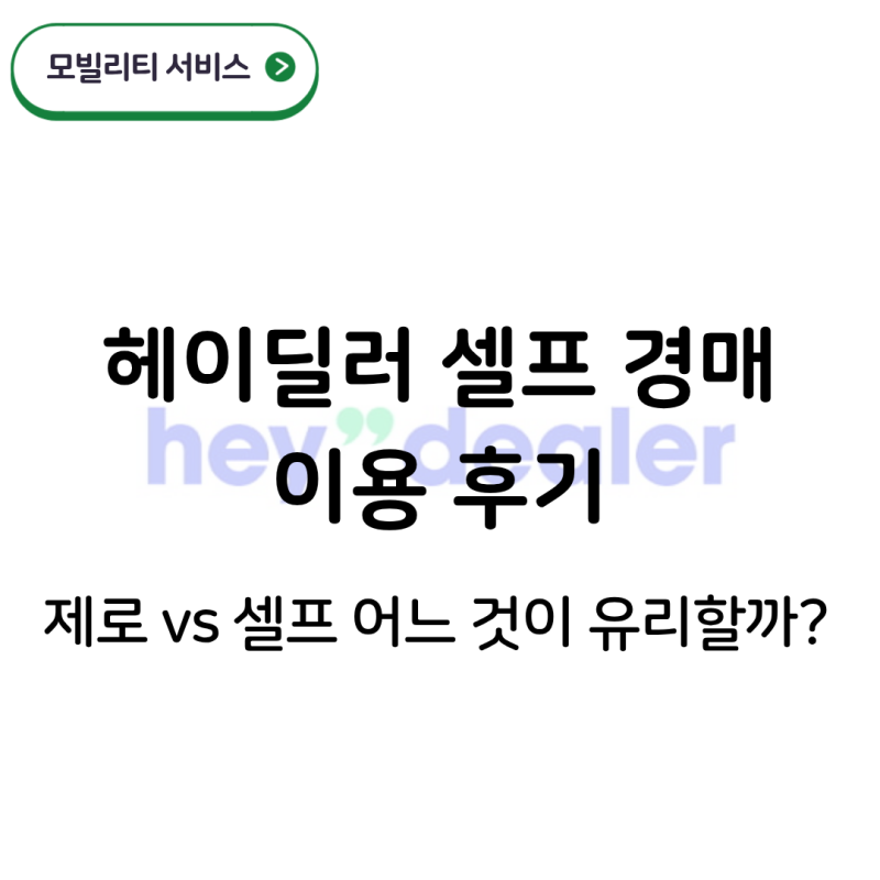 중고차 판매 여정 ② - 다시 이용하게 된 헤이딜러 셀프 경매 (ft. 헤이딜러 제로 vs 셀프)