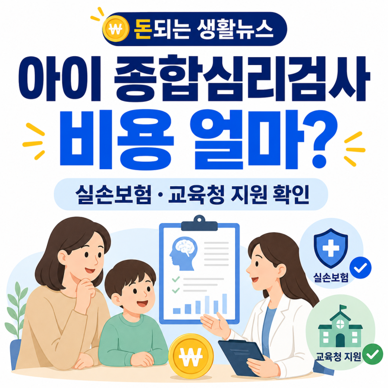 아이 종합심리검사 비용 얼마? 풀 배터리 검사 실손보험·교육청 지원 확인