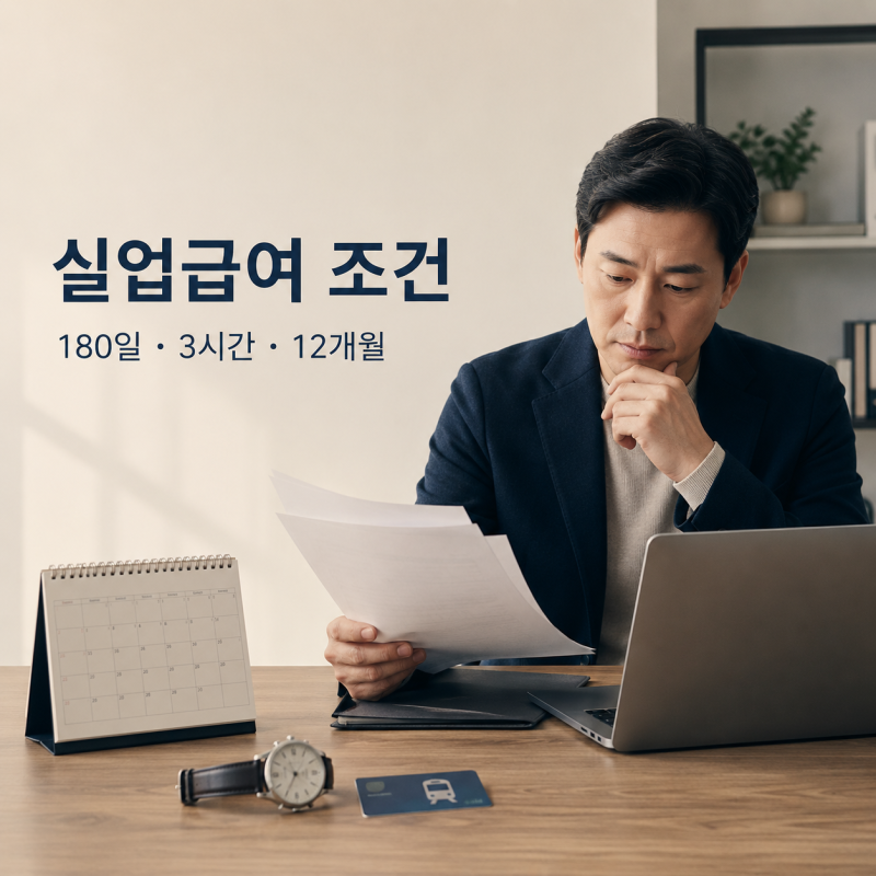 실업급여 조건 180일 3시간 12개월 확인｜6개월 근무·자진퇴사 가능할까?