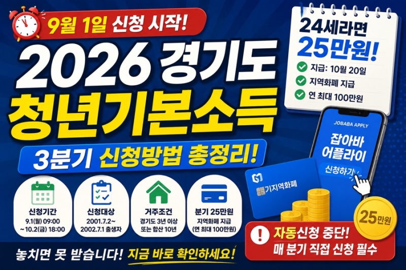 2026 경기도 청년기본소득 3분기｜9월 1일 신청, 25만원 받는 방법 총정리