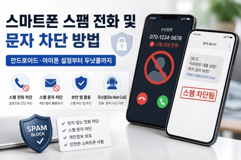 스마트폰 스팸 전화 및 문자 차단 방법｜안드로이드·아이폰 설정부터 두낫콜까지