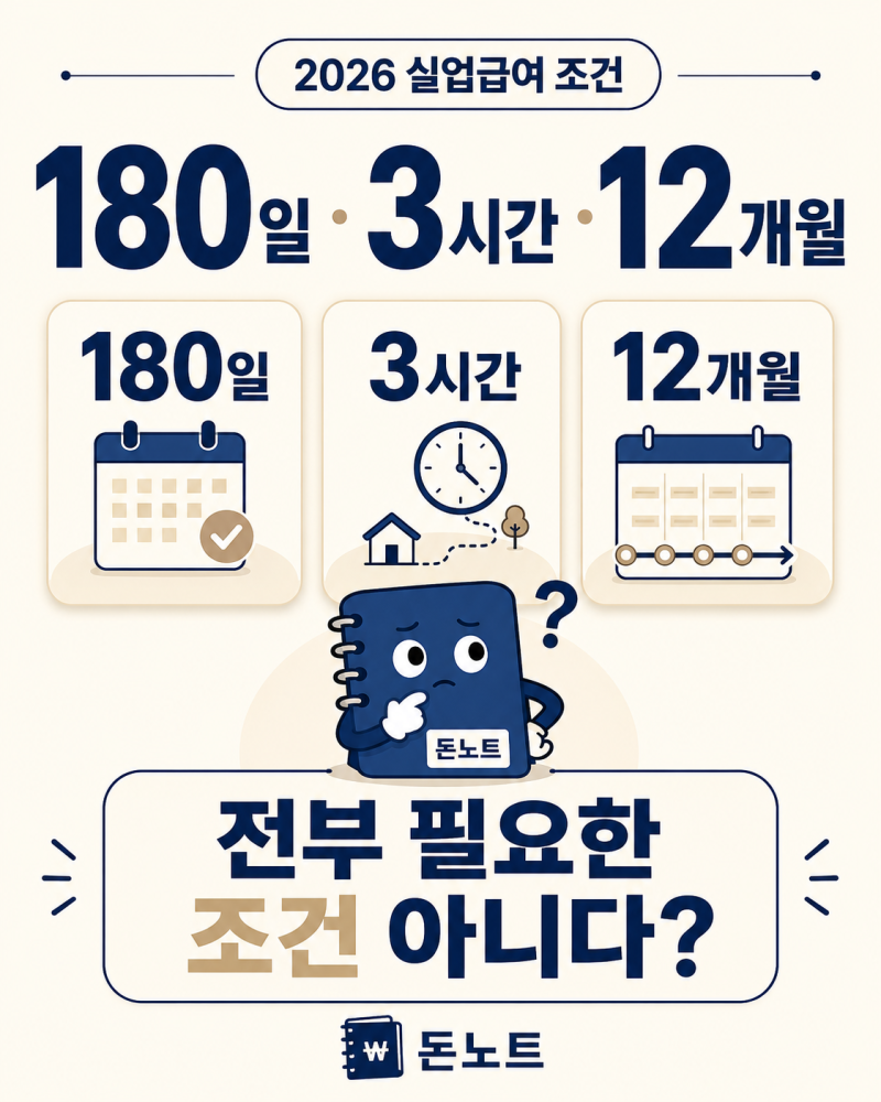 2026 실업급여 조건, 180일·3시간·12개월 모두 필요한 걸까? 적용 기준 정리