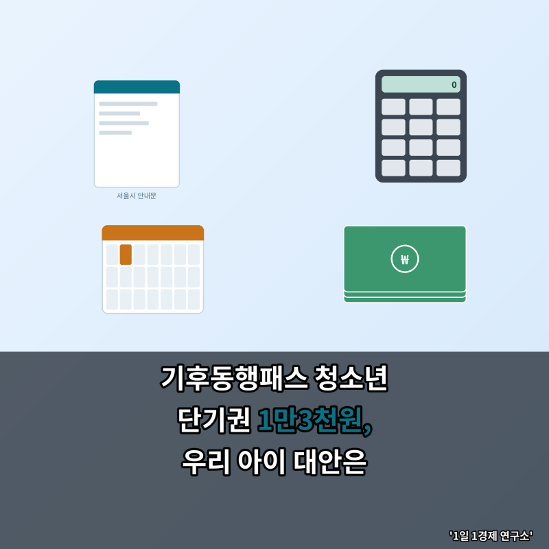 기후동행패스 청소년 단기권 1만3천원, 우리 아이 대안은