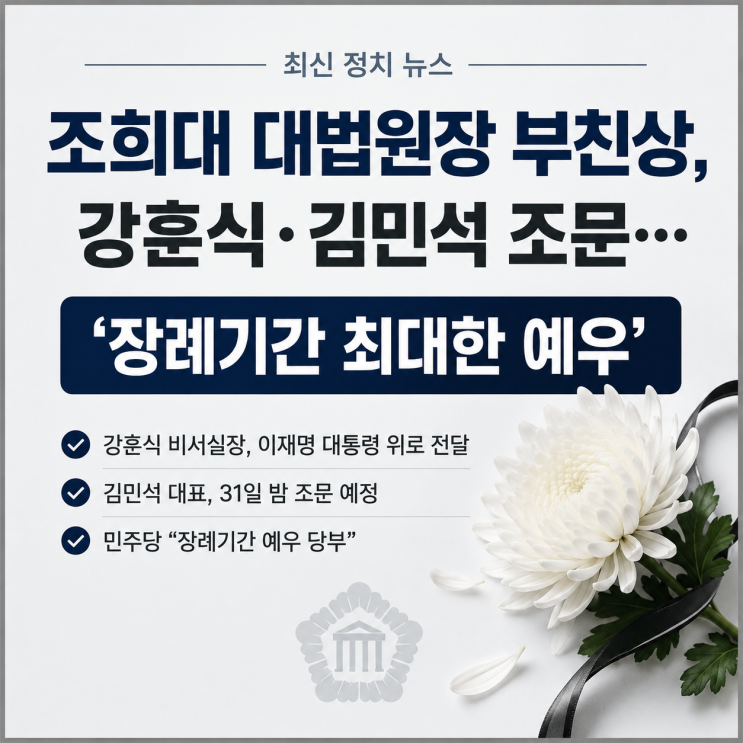 조희대 대법원장 부친상, 강훈식·김민석 <b>조문</b>…‘장례기간 최대한 ....