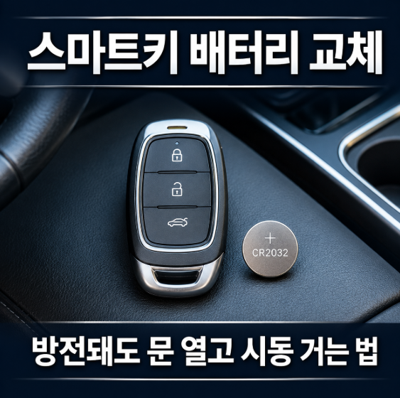 자동차 스마트키 배터리 교체방법, 방전됐을 때 문 열고 시동 거는 법