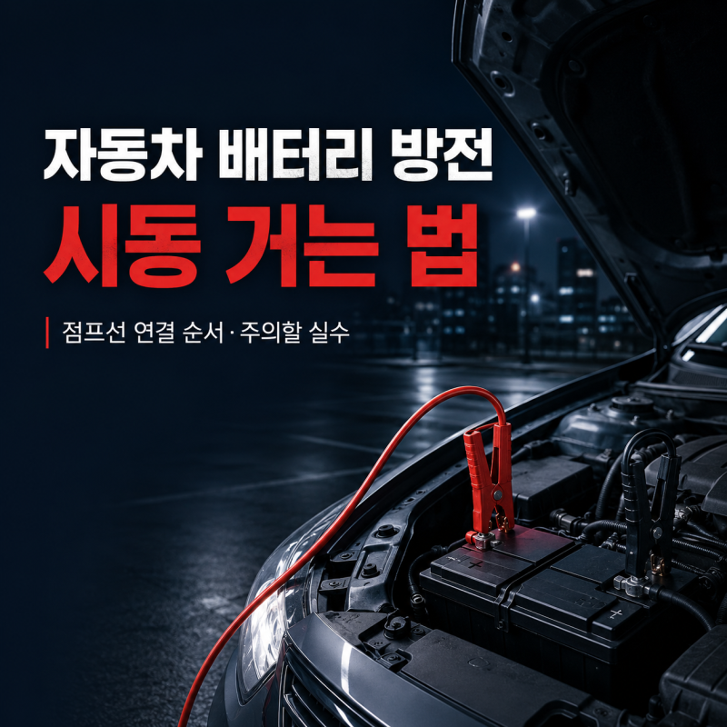 자동차 배터리 방전됐을 때 시동 거는 법｜점프선 연결 순서·하면 안 되는 실수