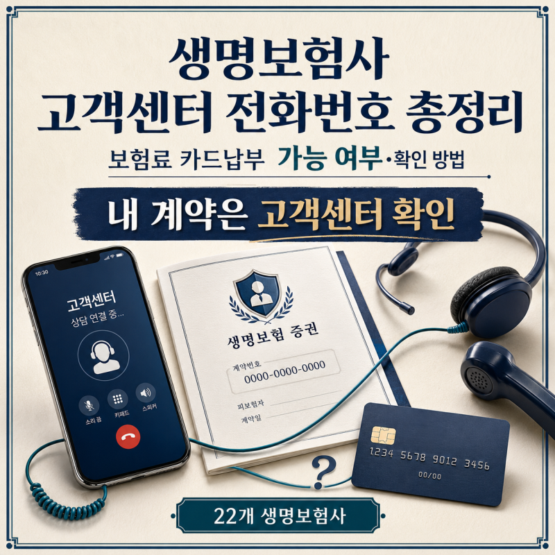 생명보험사 고객센터 전화번호 총정리｜보험료 카드납부 가능한 곳과 확인 방법