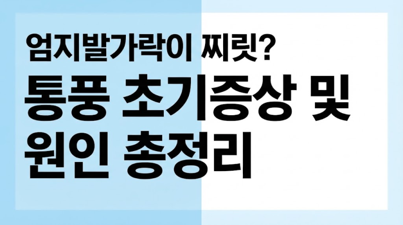 엄지발가락이 찌릿? 바람만 불어도 아픈 통풍 초기증상 및 원인 총정리
