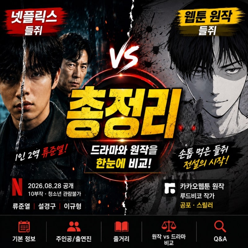 넷플릭스 들쥐 웹툰 원작 총정리