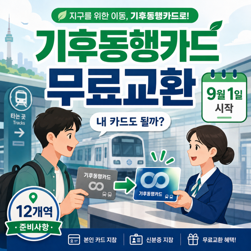 기후동행카드 무료교환 9월 1일 시작, 내 카드도 될까? 12개역·준비사항