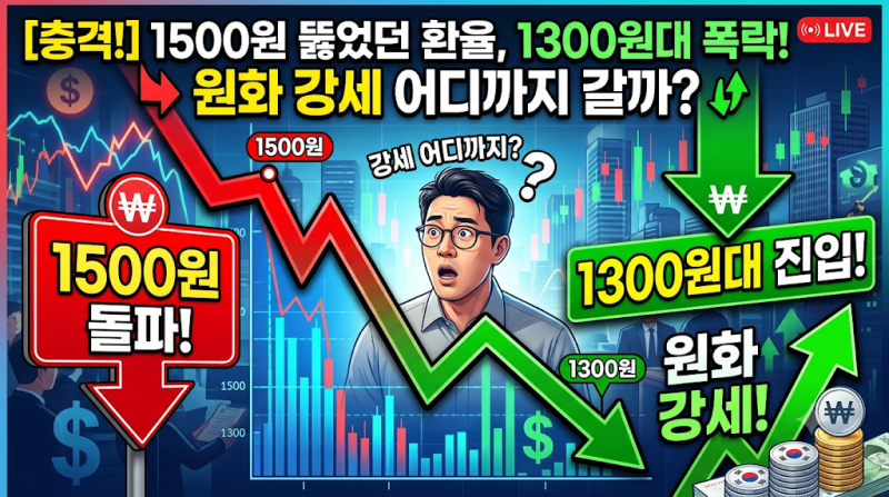 1500원 뚫었던 원·달러 환율, 1300원대 진입… 원화 강세 어디까지?