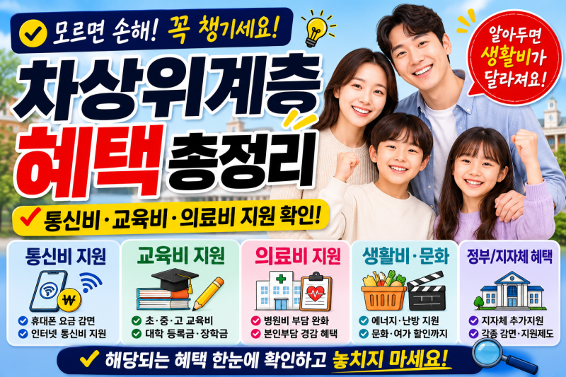 차상위계층 혜택 총정리｜통신비·교육비·의료비 지원 확인