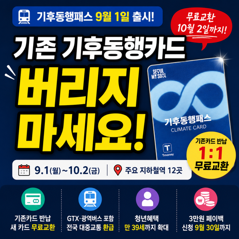 기후동행카드 버리지 마세요! 기후동행패스 무료교환 12곳