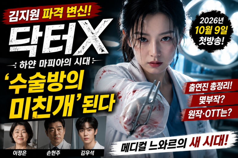 닥터X 김지원 파격 변신, ‘수술방의 미친개’ 된다…첫방·출연진·몇부작은?